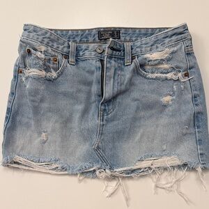 Abercrombie Distressed Light Wash Denim Mini Skirt